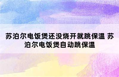 苏泊尔电饭煲还没烧开就跳保温 苏泊尔电饭煲自动跳保温